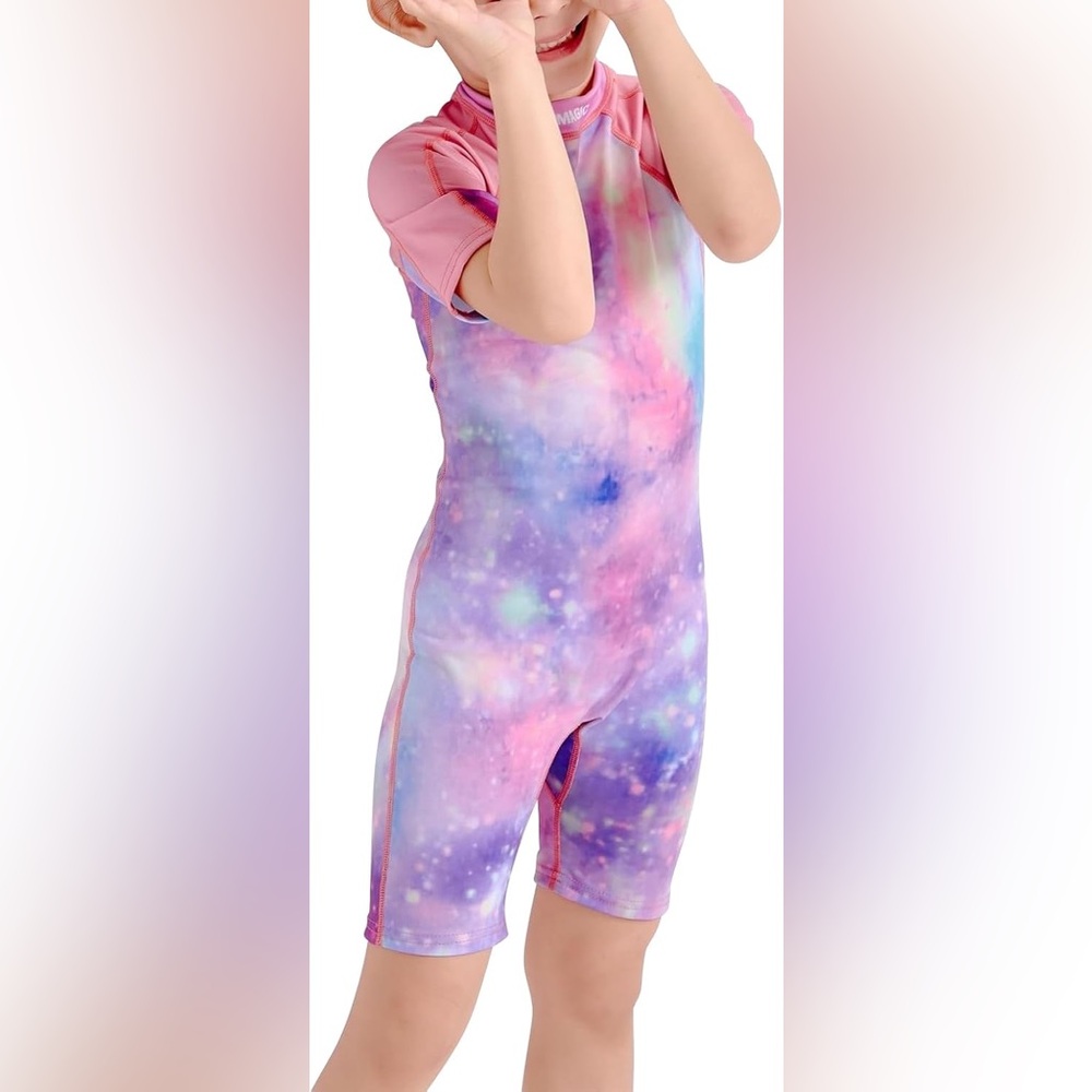 Blue Magic | NWOT Short Sleeve One Piece SPF Cosmic Swimsuit Rashguard, 5-6